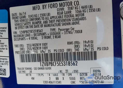 2014 Ford Mustang Gt Premium from USA, damaged, VIN 1ZVBP8CF5E5318562